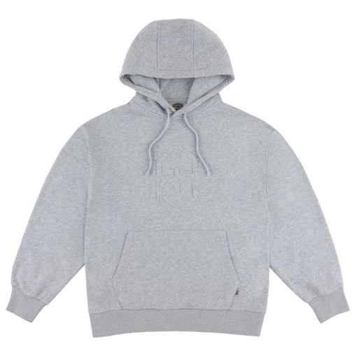 SOUVENIR EMBOSSED PULL OVER HOODIE - HEATHER GREY