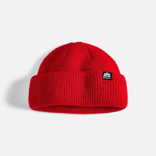 AUTUMN SHORTY DOUBLE ROLL BEANIE - RED
