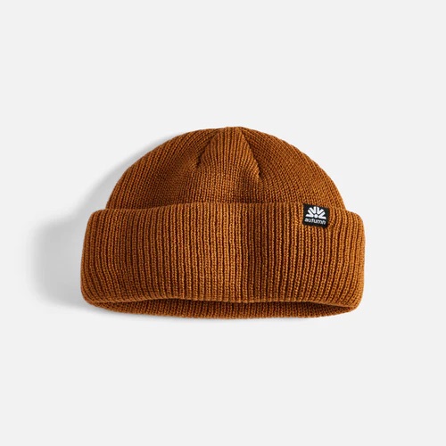 AUTUMN SHORTY DOUBLE ROLL BEANIE - NUTMEG