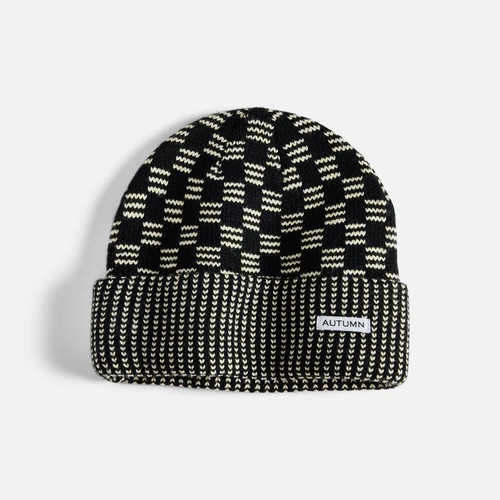 AUTUMN SELECT SQUARED BEANIE - BLACK NATURAL