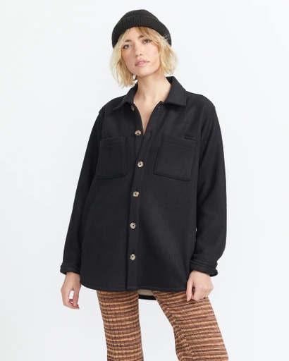 VOLCOM WOMEN'S STN BONDED SHACKET  - BLACK