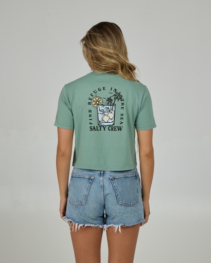SALTY CREW OCEAN SPRAY CROP TEE WOMEN - SAGE