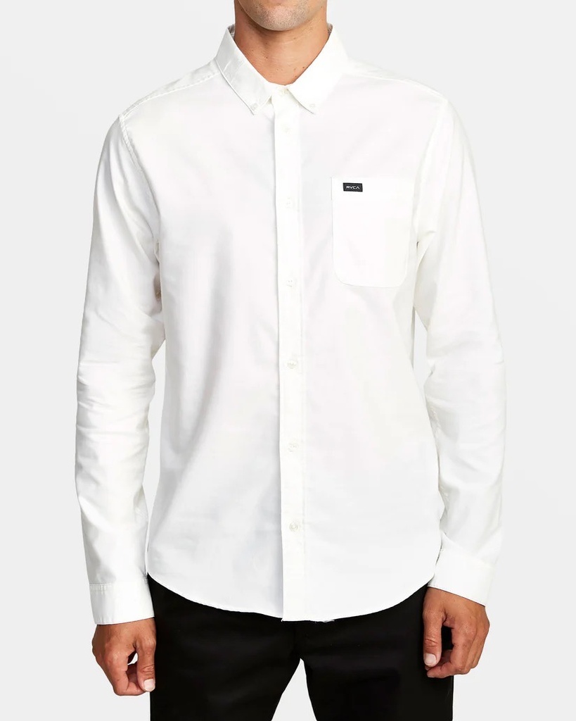 RVCA THAT'LL DO STRETCH LONG SLEEVE SHIRT - WHITE
