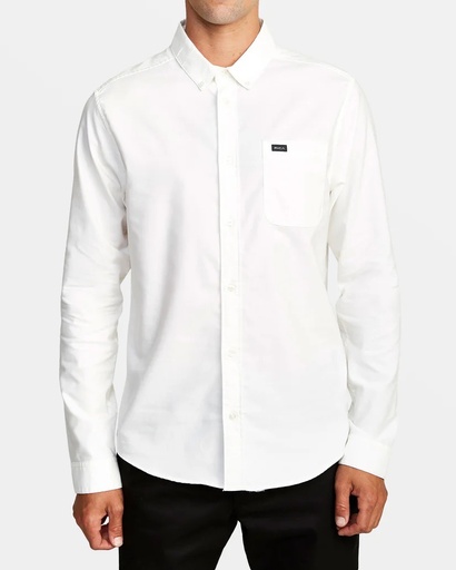 RVCA THAT'LL DO STRETCH LONG SLEEVE SHIRT - WHITE