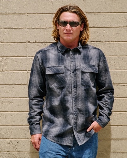 RVCA DAYSHIFT LONG SLEEVE FLANNEL - SMOKE