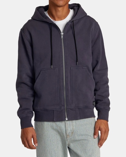 RVCA CHAINMAIL ZIP-UP HOODED SWEATSHIRT - INK
