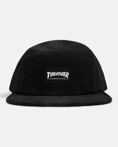 THRASHER LOGO 5 PANEL HAT - BLACK