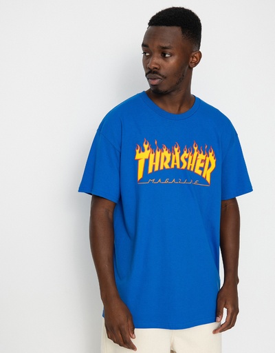 THRASHER FLAME LOGO TEE - ROYAL