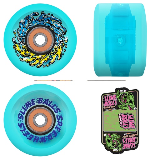 SLIME BALLS WHEELS CHROME LIGHTUPS OG TRANS BLUE 78A 66mm 