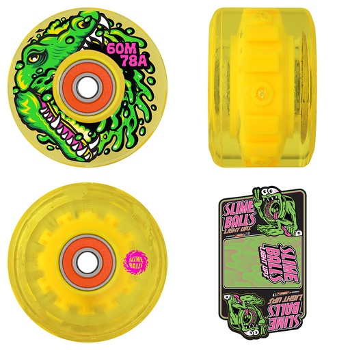 SLIME BALLS WHEELS GATOR SWAMP SPEW LIGHT UPS OG SLIME YEL 78A 60mm