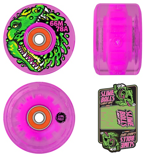 SLIME BALLS WHEELS GATOR SWAMP SPEW LIGHT UPS OG SLIME PNK 78A 66mm