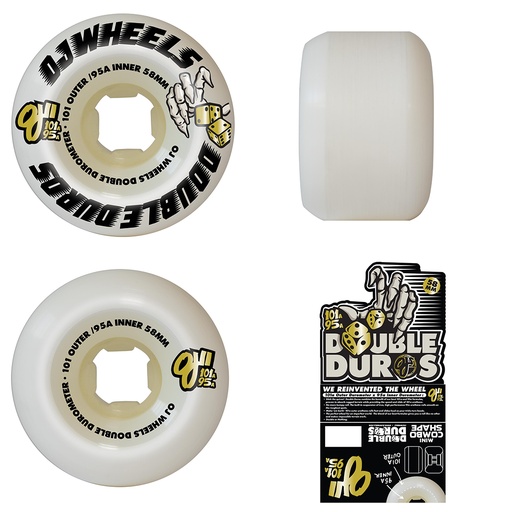 OJS WHEELS DOUBLE DURO WHT 101A/95A 58mm 