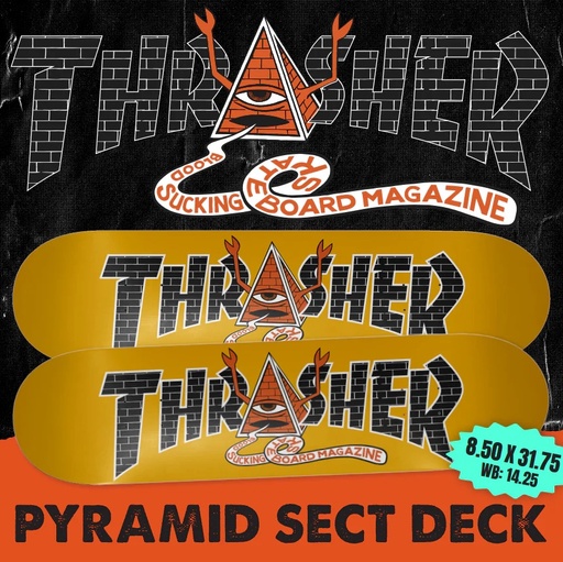 TOY MACHINE X THRASHER - PYRAMID SECT DECK (8.50 X 31.75)