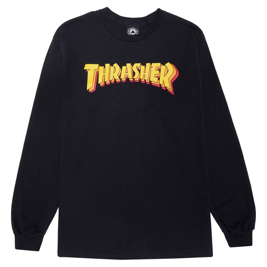 LONG SLEEVE T-SHIRT THRASHER STACKED - BLACK