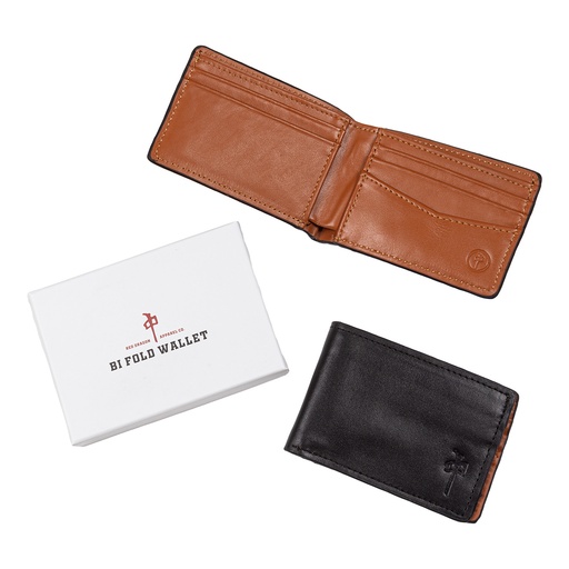 PORTEFEUILLE RDS GENUINE LEATHER - NOIR/TAN