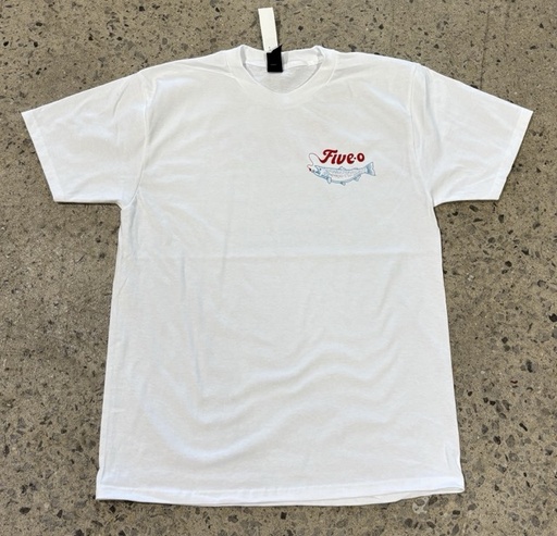 T-Shirt 5-0 Salmon - Blanc