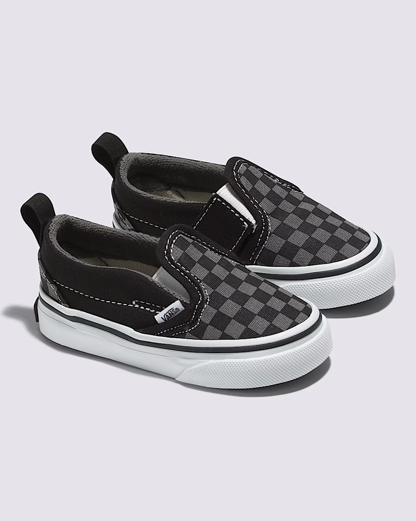 VANS TODDLER SLIP-ON V SHOES - BLACK-PEWTER