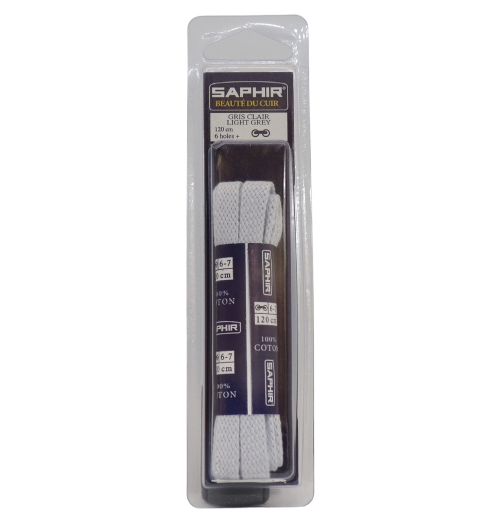 Lacets Saphir plat moyen 120CM/48" - Gris Claire