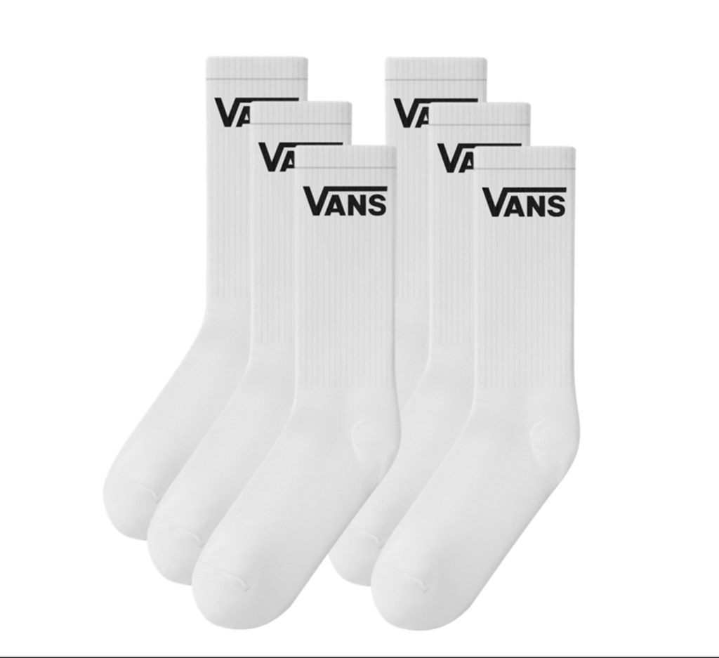 VANS CLASSIC CREW PK 6 SOCKS - WHITE
