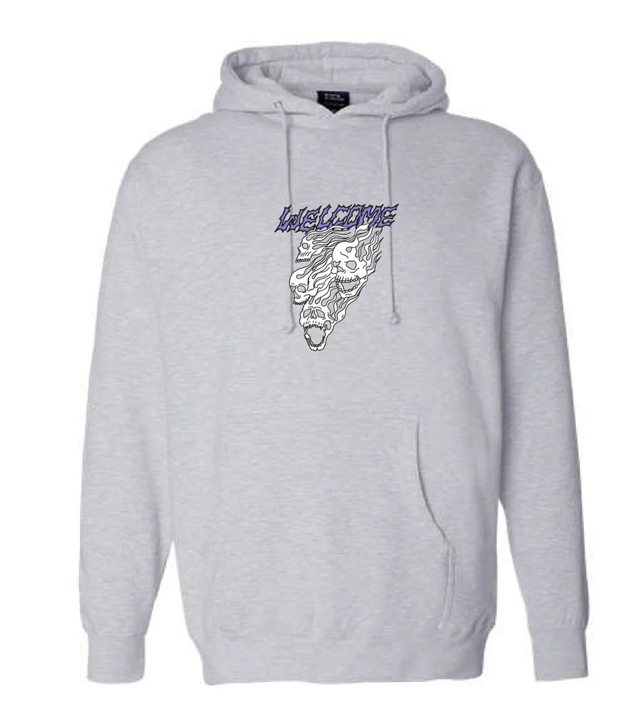 WELCOME FLAMES HOODIE - HEATHER GREY