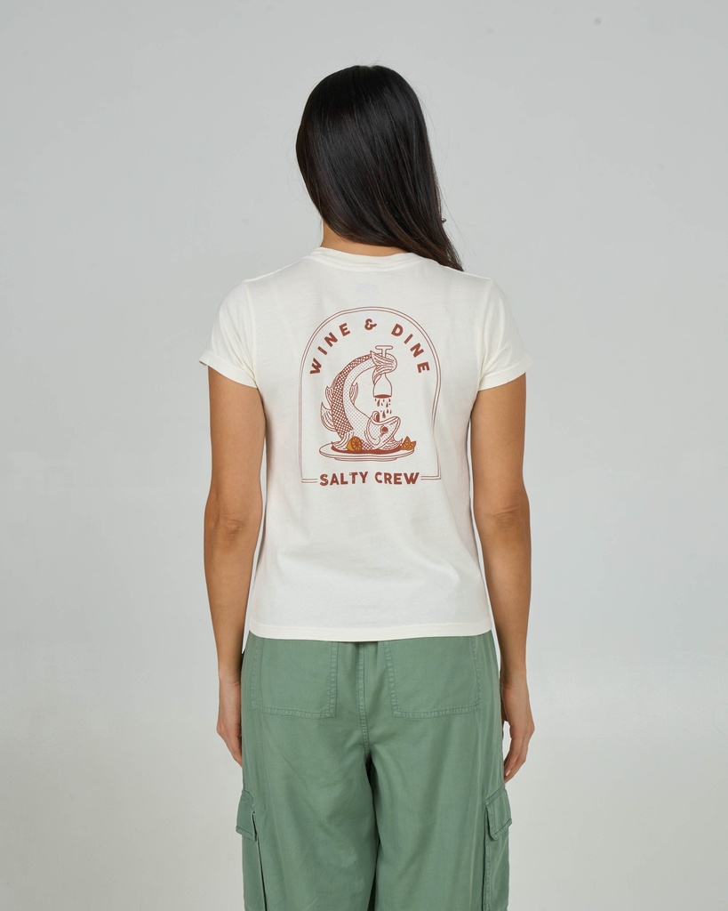 SALTY CREW WINE N DINE MODERN TEE WOMEN'S - OFF WHITE