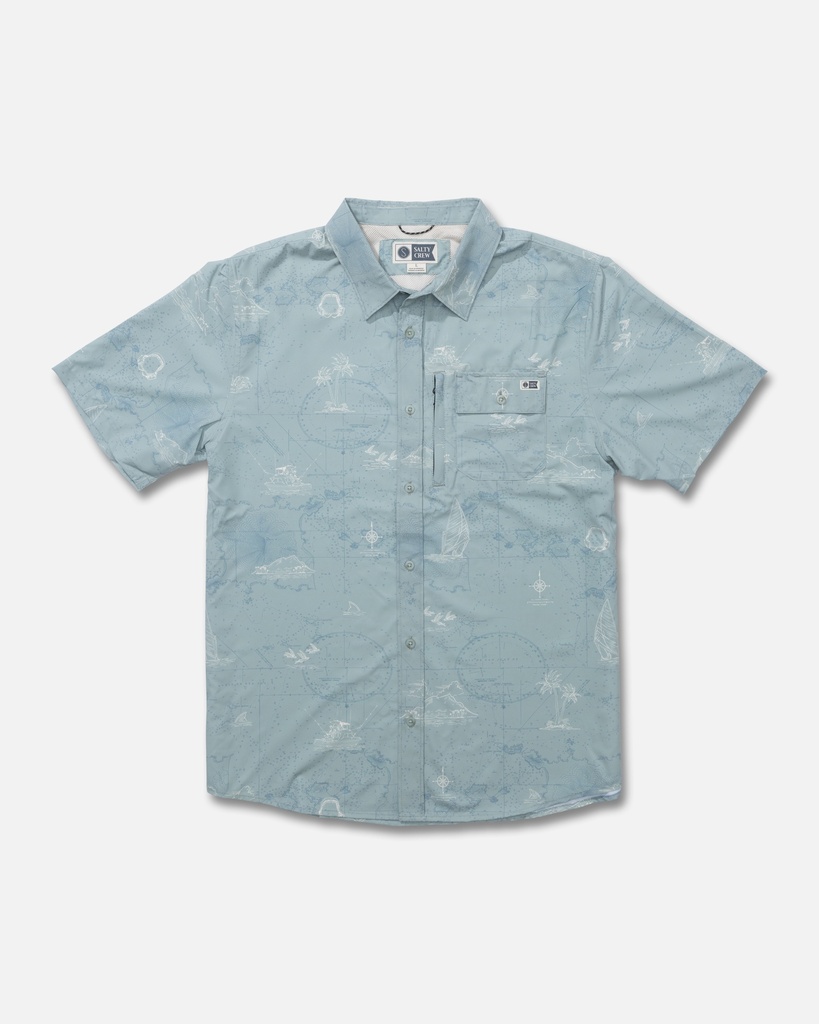 SALTY CREW FLAGSHIP UV BUTTON UP WOVEN - MARINE
