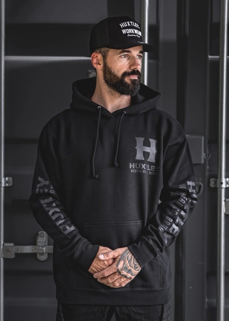 Coton Ouaté Huxtley HX-717 Heavyweight Hoodie "Full Print" Blackout - Noir