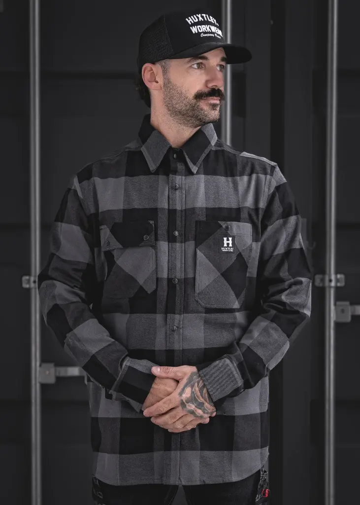 CHEMISE HUXTLEY FLEX FLANNEL VINTAGE - CHARCOAL/NOIR