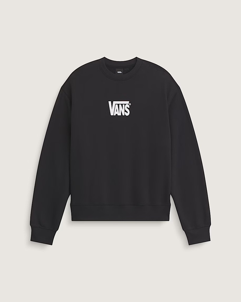 VANS STRETCH LOGO CREW FLEECE - BLACK/WHITE