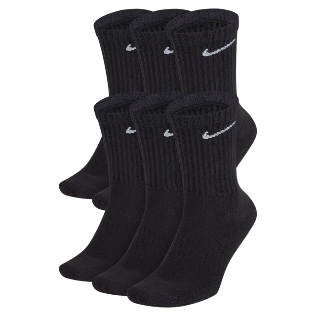 NIKE EVERYDAY CUSHIONED 6PK SOCKS - BLACK