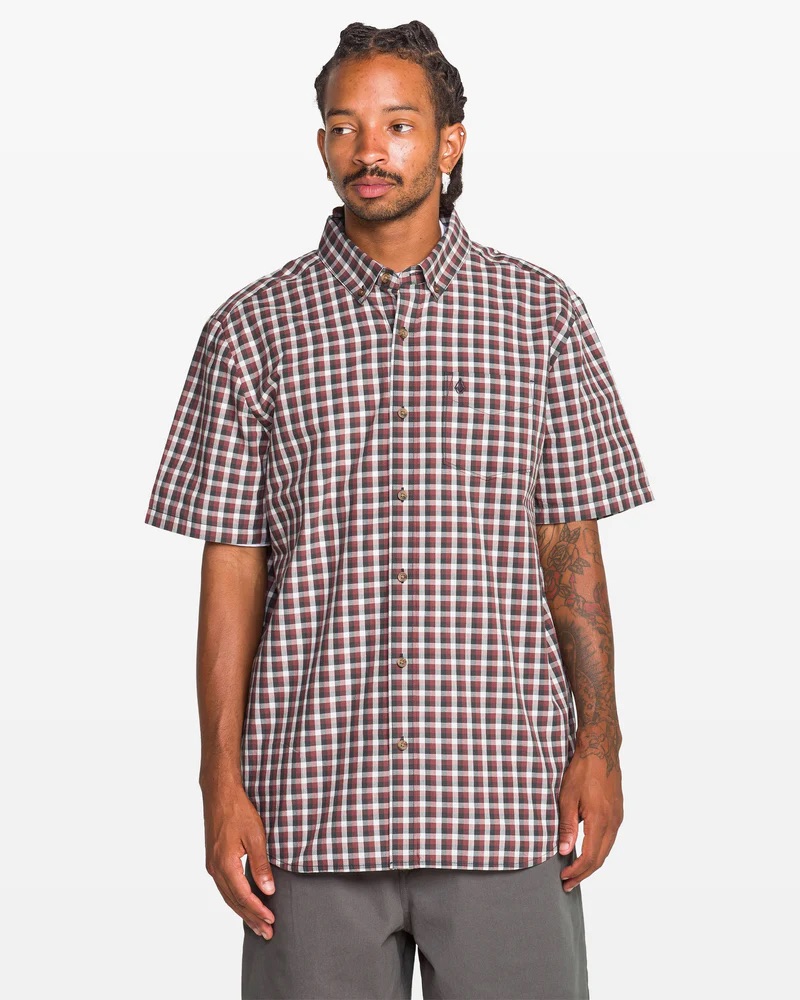 VOLCOM LOUIE CHECK SS WOVEN - LIGHT BLUE ACID