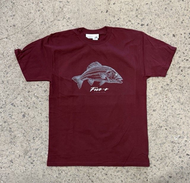 T-Shirt 5-0 Bar Rayé - Burgandy