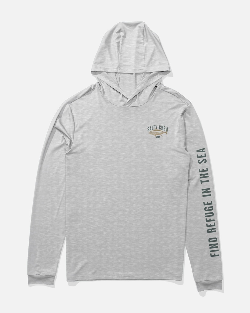 SALTY CREW BITMAP BOYS HOOD SUNSHIRT - GREY HEATHER